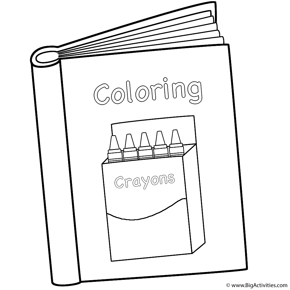 Coloring Book with Box of Crayons - Coloring Page (100th Day of School)
