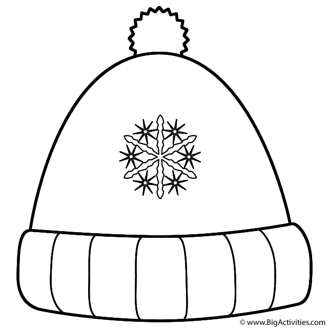 Winter Hat with Snowflakes - Coloring Page (Clothing)
