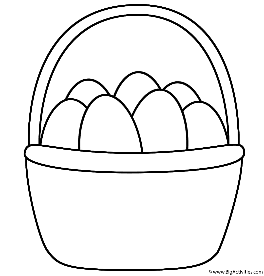 Easter Basket with Eggs - Coloring Page (Easter)
