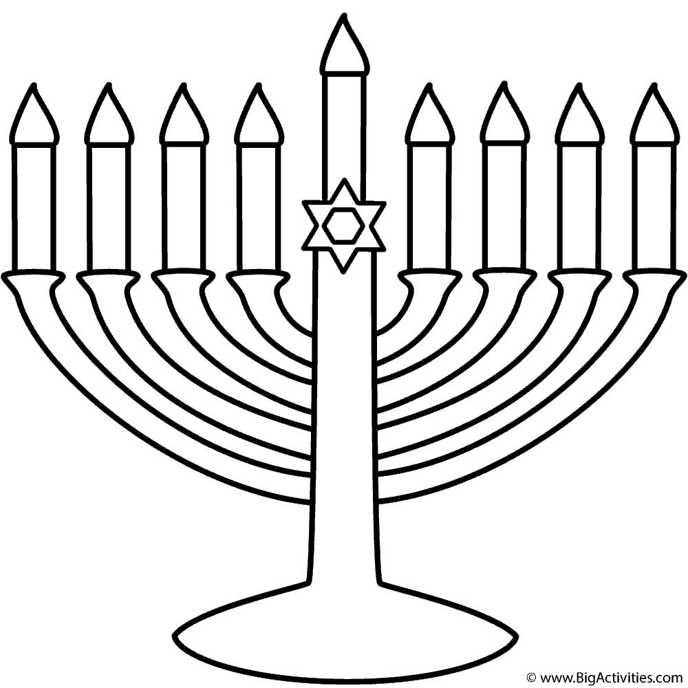 Menorah with Happy Hanukkah Coloring Page Hanukkah