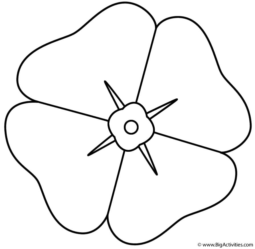 Poppy Coloring Page (Remembrance Day)