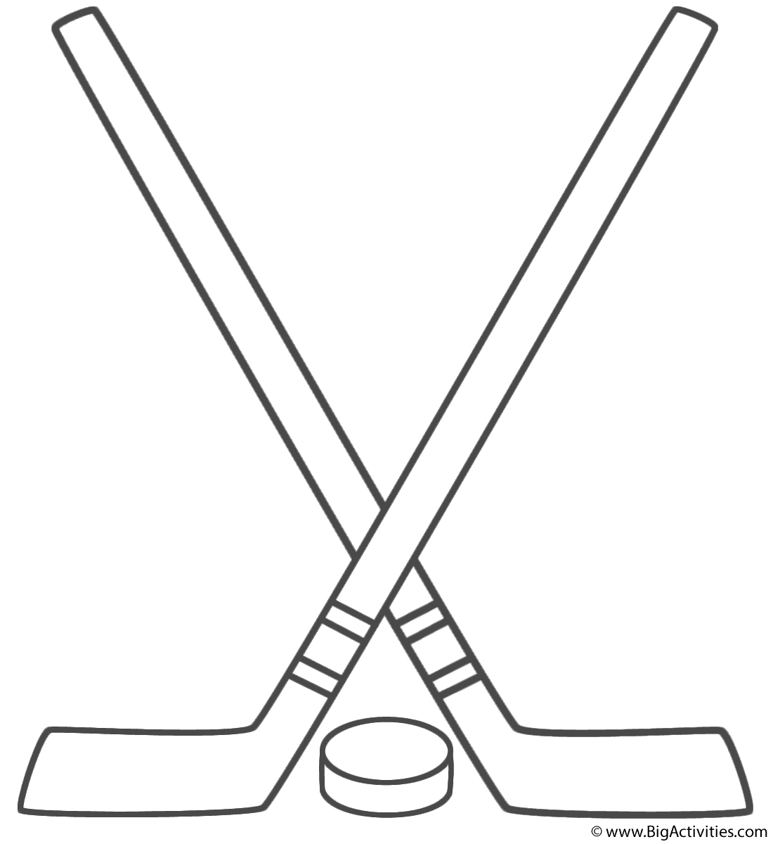 Hockey Sticks with Puck - Coloring Page (Sports)