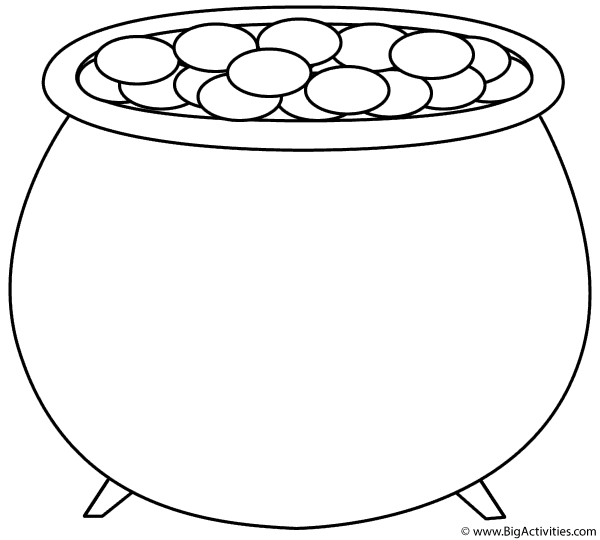 Pot of Gold - Coloring Page (St. Patrick's Day)