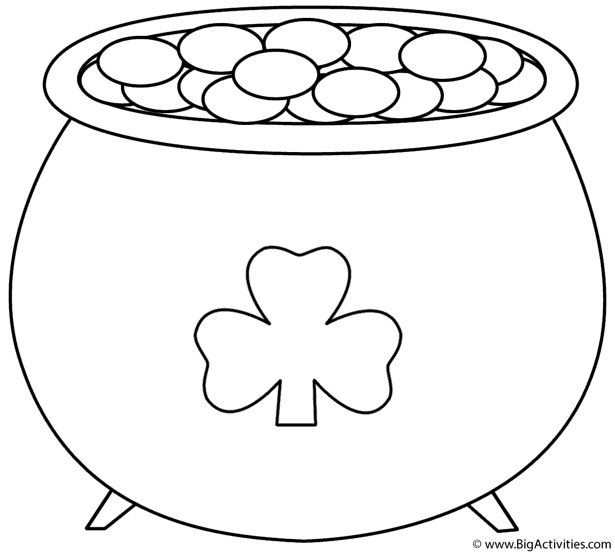 Pot of Gold with Shamrock #2 Coloring Page (St Patrick #39 s Day)