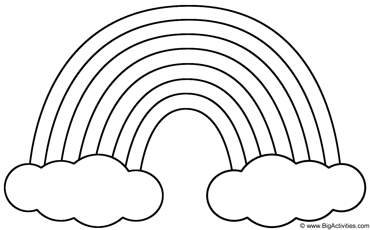 Rainbow with Clouds - Coloring Page (St. Patrick's Day)
