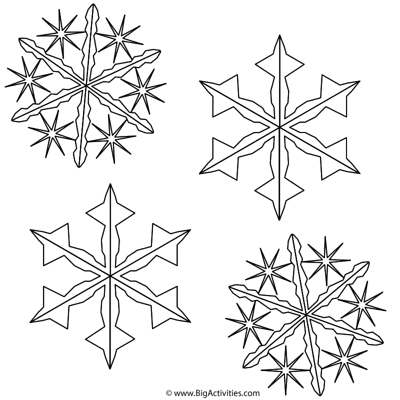Snowflakes - Coloring Page (Winter)