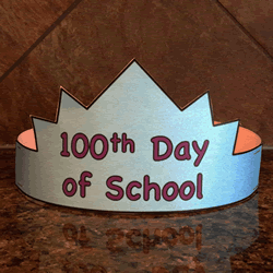 100th Day of School Hat - Paper craft (Black and White Template)