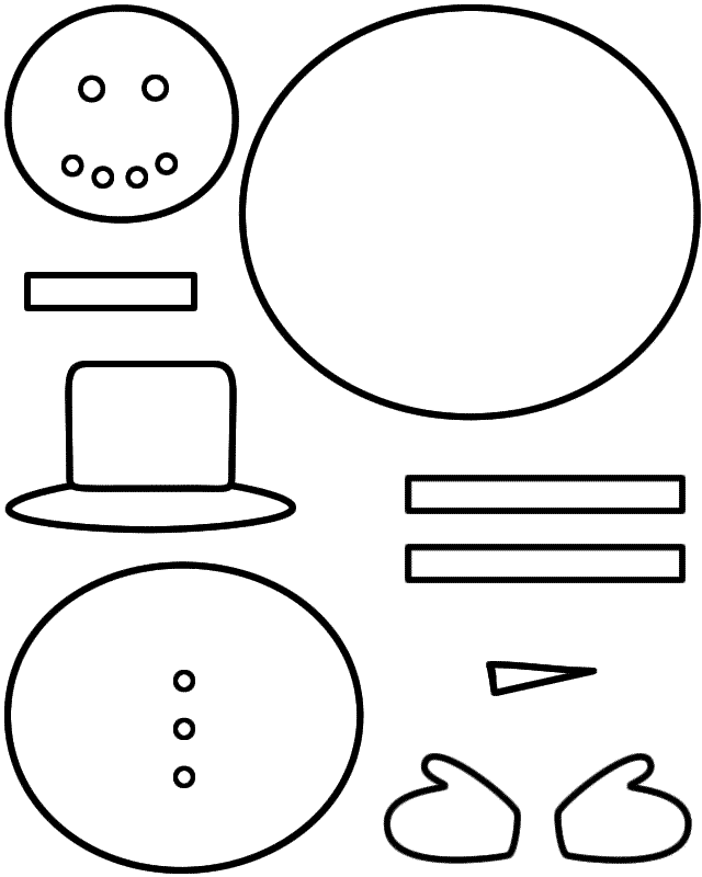 Snowman - Paper craft (Black and White Template)