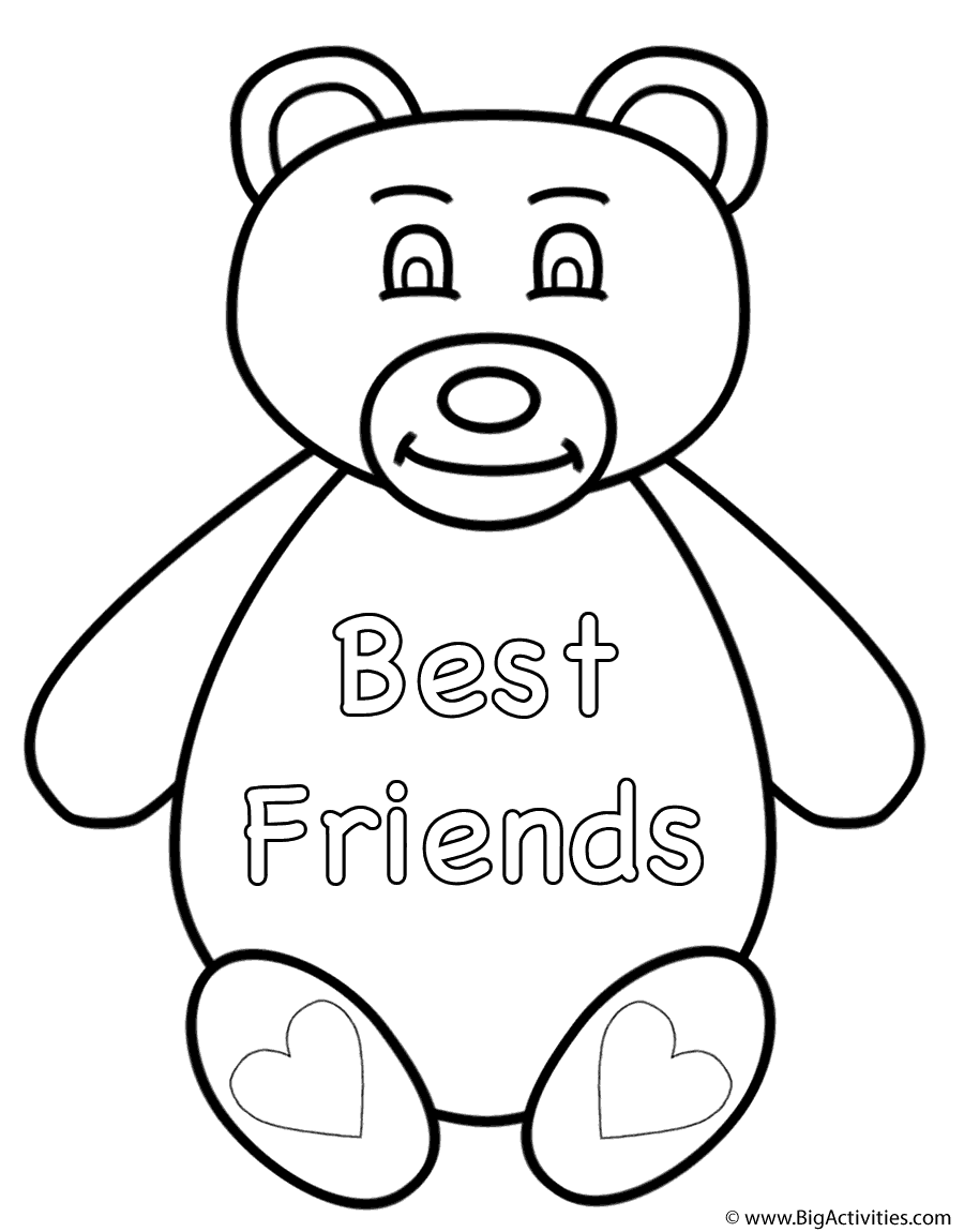 Download Teddy Bear (Best Friends) - Coloring Page (Animals)