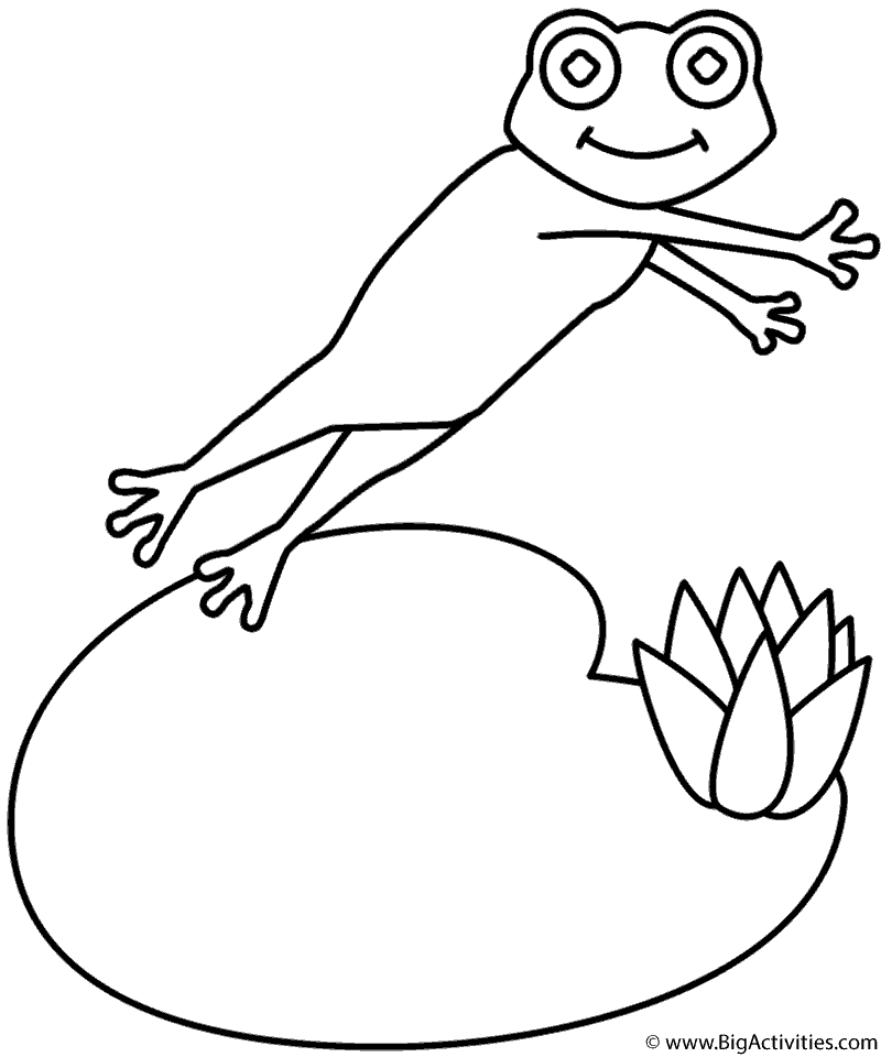 Frog and Lily Pad - Coloring Page (Animals)