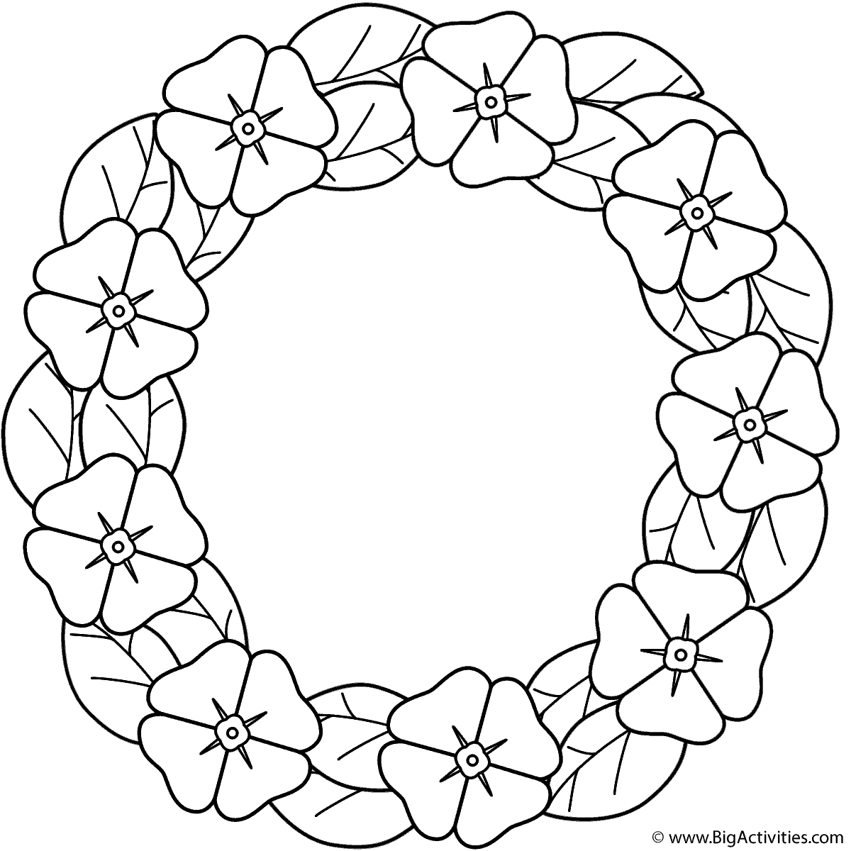 Download Poppy wreath - Coloring Page (Anzac Day)
