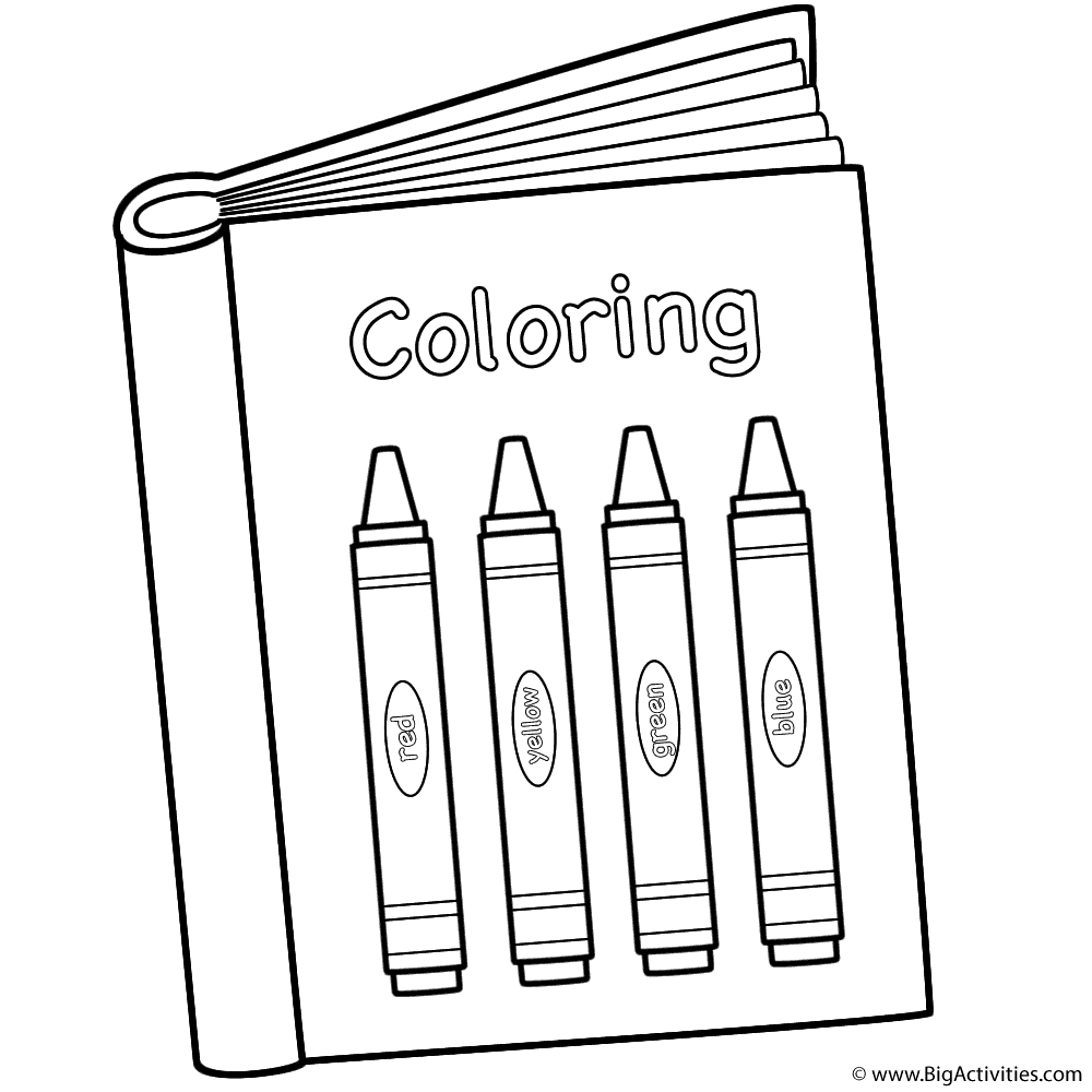 Coloring Book with Crayons Coloring Page (Back to School)