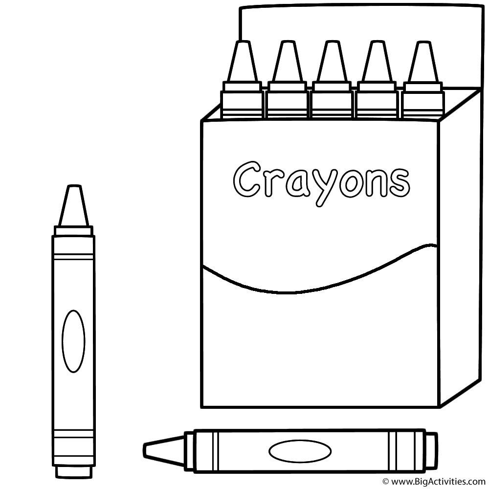 Download Box of Crayons and Two Crayons - Coloring Page (Back to ...