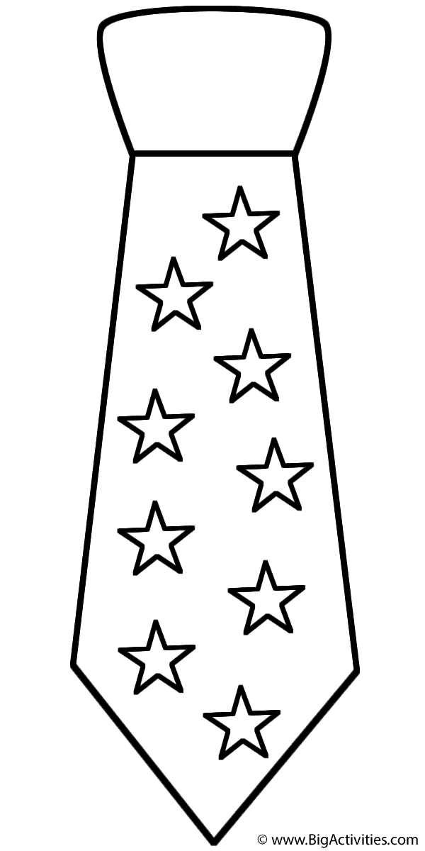Neck Tie with Stars Coloring Page Clothing