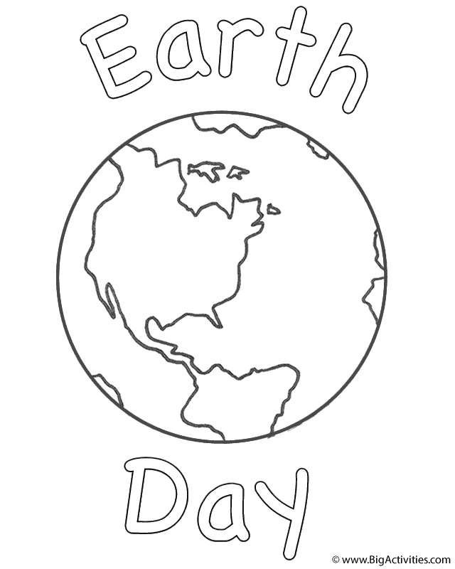 Planet Earth with Earth Day Coloring Page Earth Day