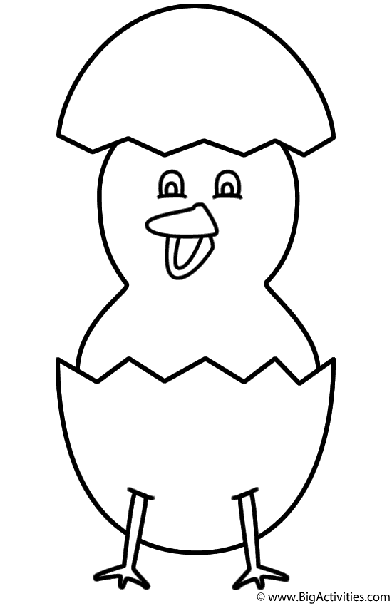 Baby Chick Hatching with Shell and Legs - Coloring Page ...