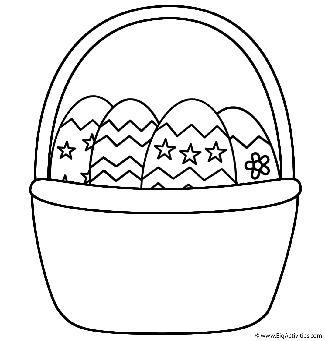 Easter Basket with Easter Eggs - Coloring Page (Easter)