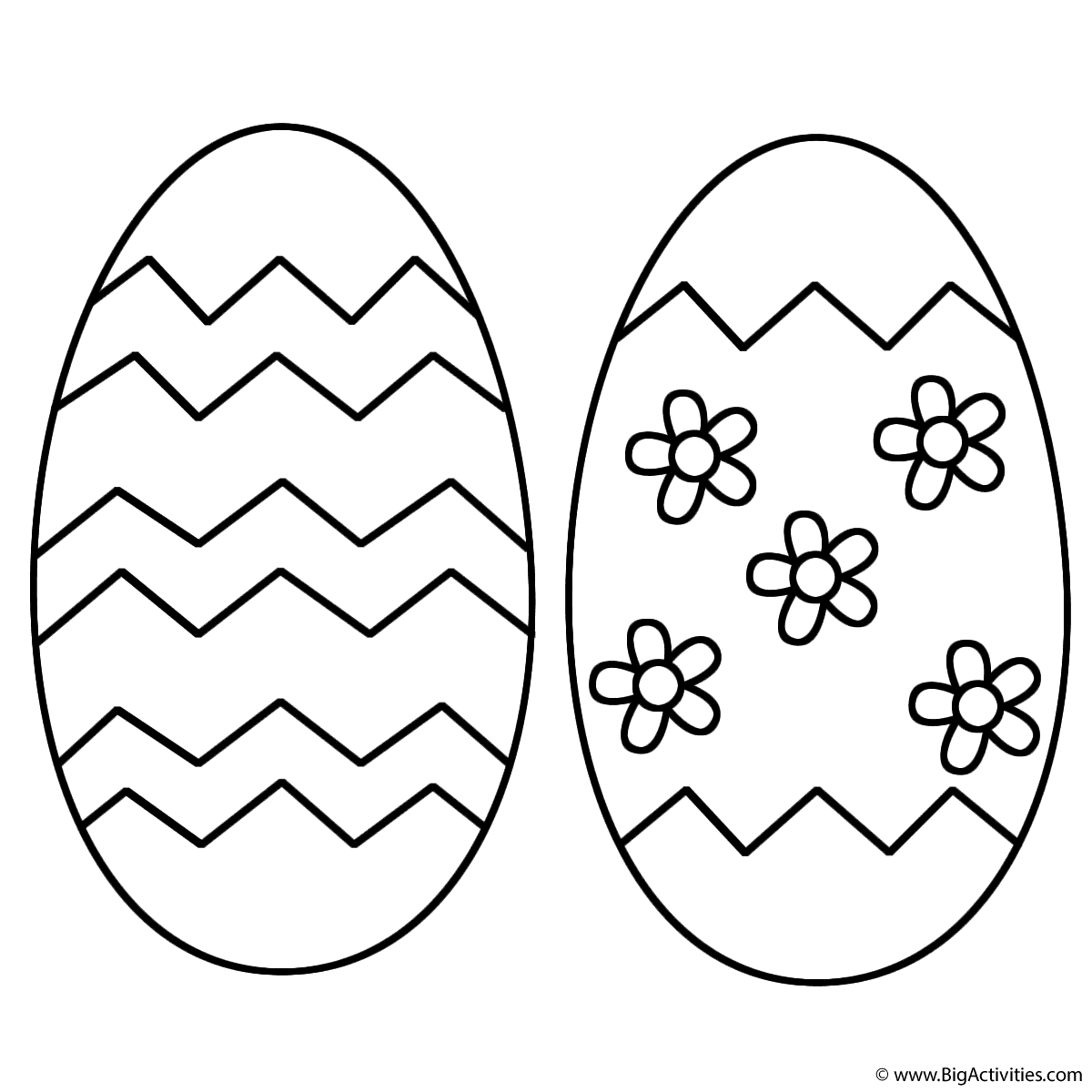 Download Two Easter Eggs with patterns and flowers - Coloring Page (Easter)