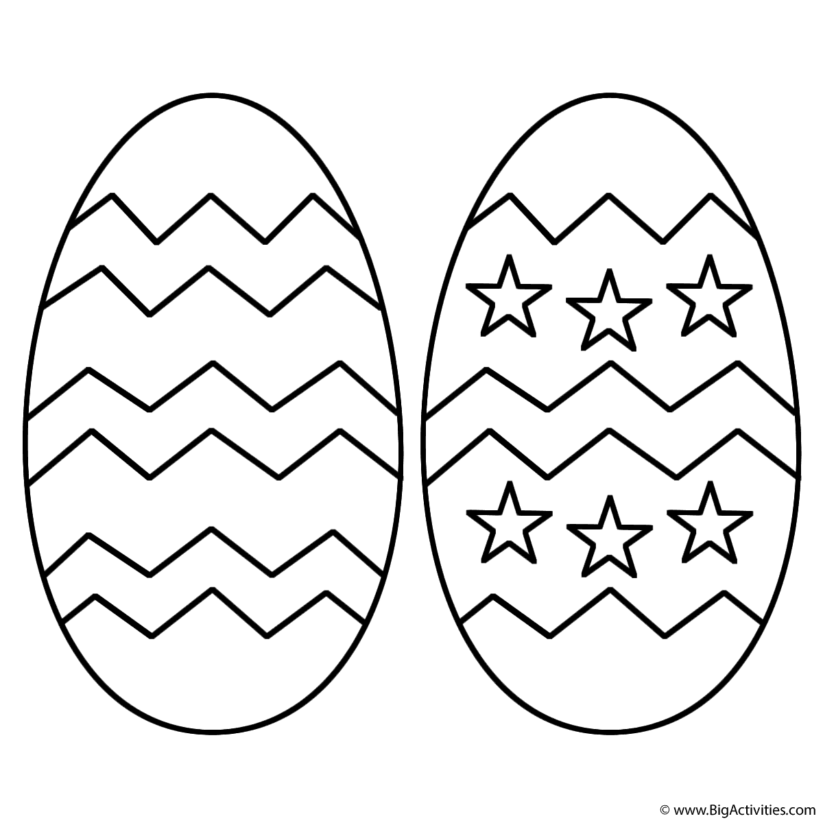 Two Easter Eggs with patterns - Coloring Page (Easter)
