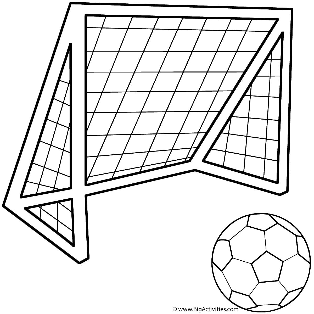 Download Soccer Ball with Soccer Net - Coloring Page (Father's Day)