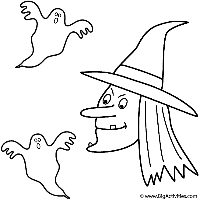 halloween witch face coloring pages