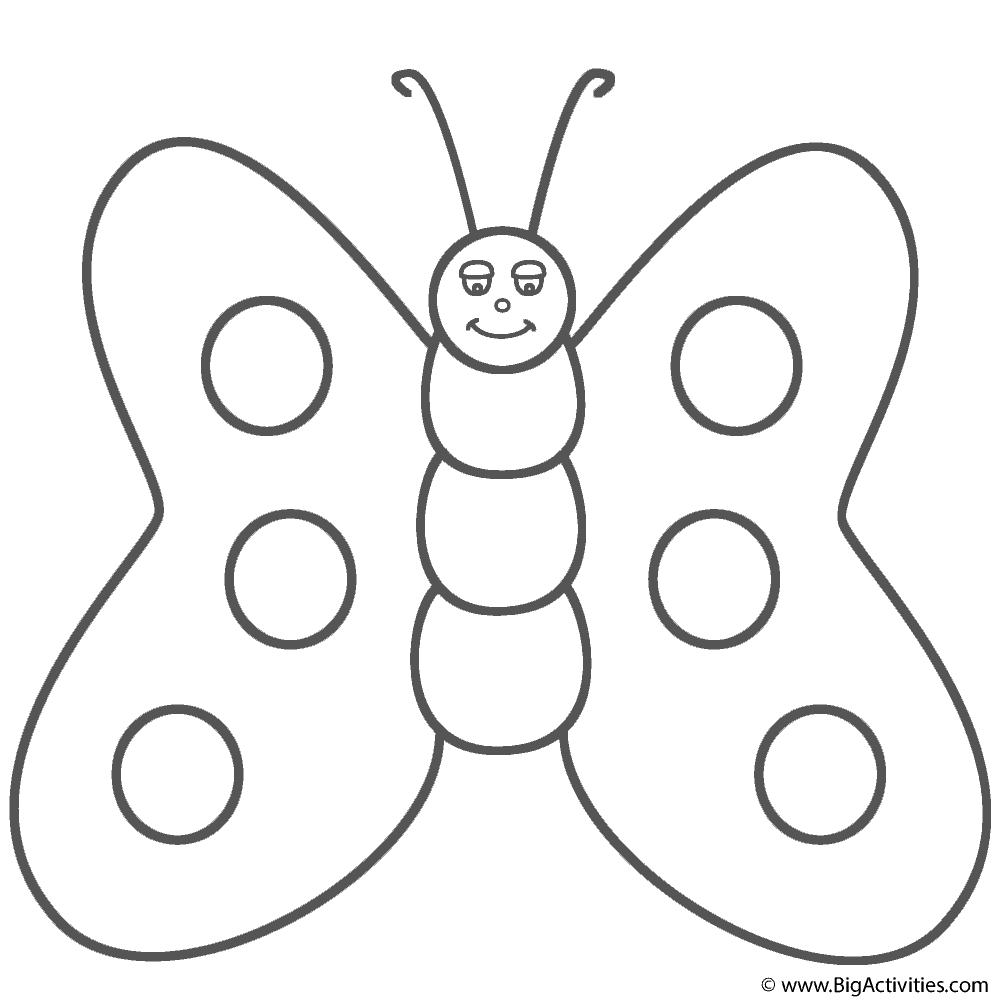 Download Butterfly with Smile - Coloring Page (Insects)
