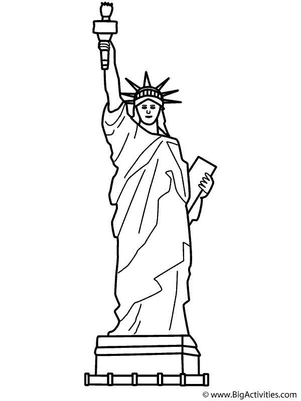 Statue of Liberty with theme - Coloring Page (Memorial Day)