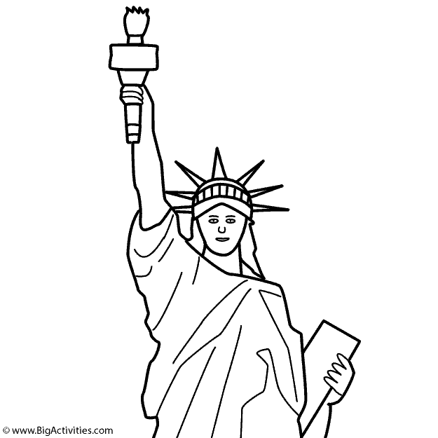Statue of Liberty (top) with theme - Coloring Page (Memorial Day)