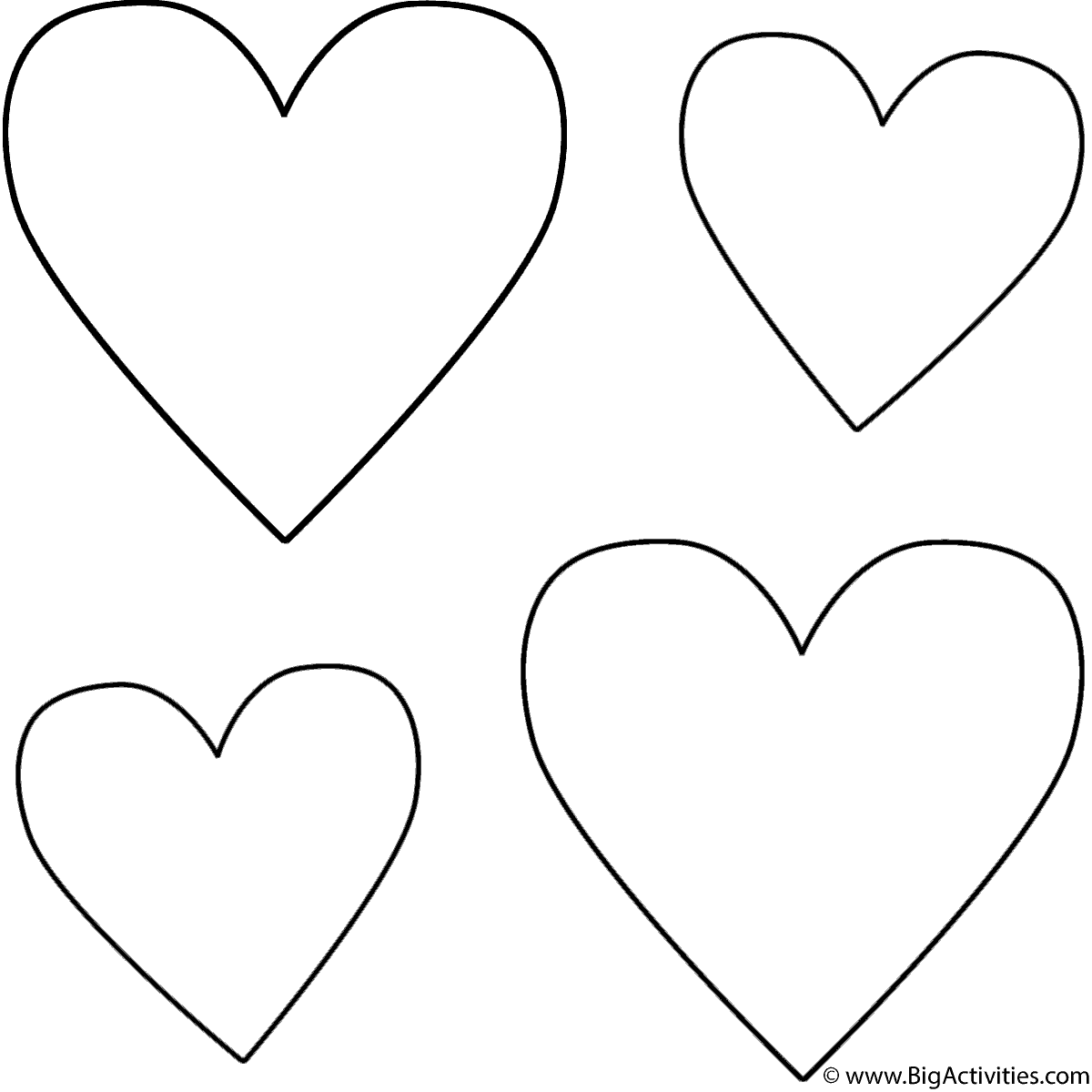 Four Hearts  Coloring  Page  Mother s  Day  