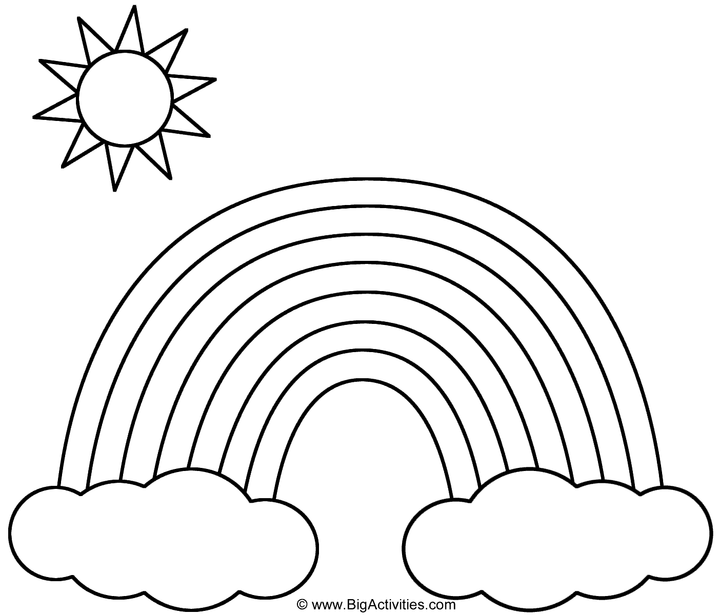 Download Rainbow With Clouds And Sun Coloring Page Nature
