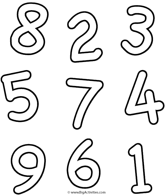 Numbers Coloring Page 1 9