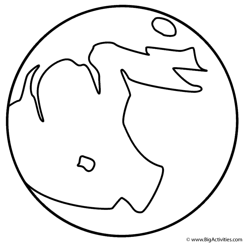 Moon with large craters Coloring Page Space