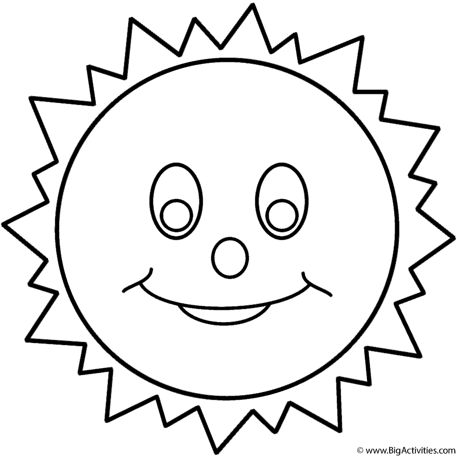 Smiling Sun and title - Coloring Page (Space)