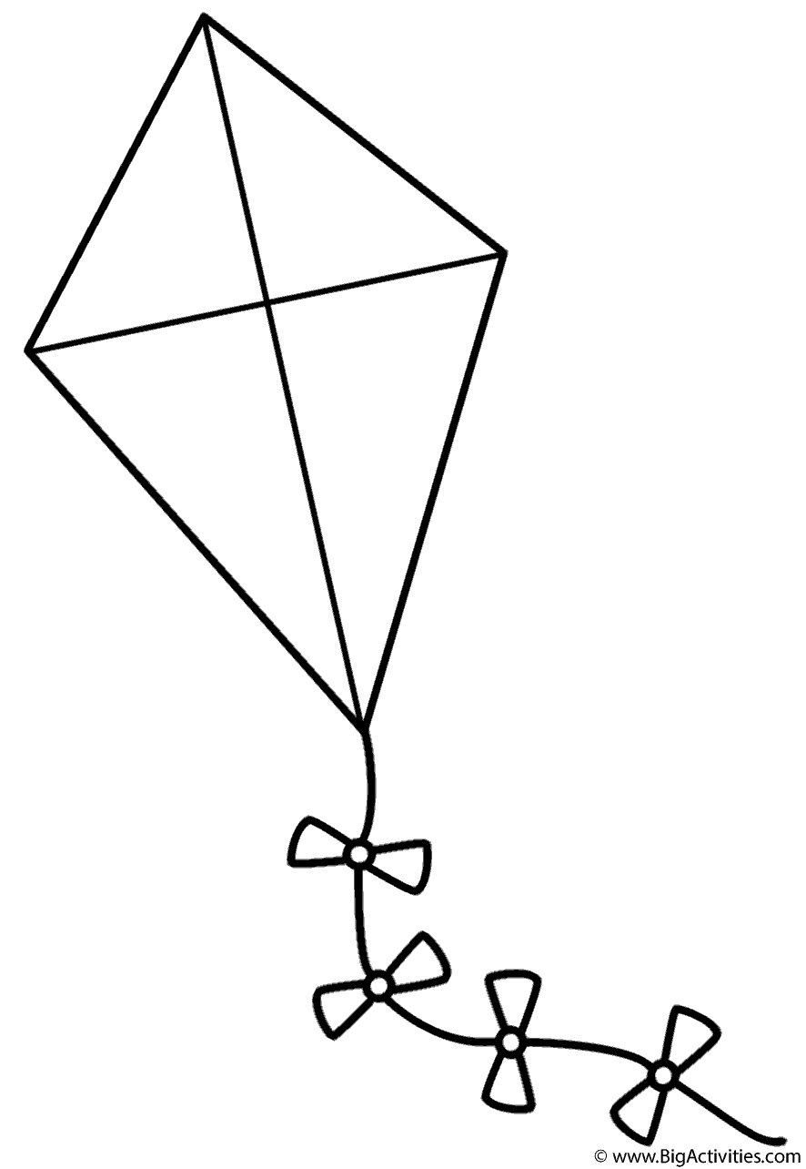 Kite with bows Coloring Page (Spring)