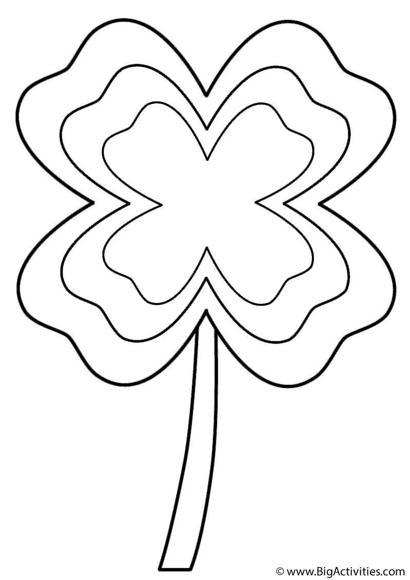 Four Leaf Clover with multi-border - Coloring Page (St. Patrick&#039;s Day)