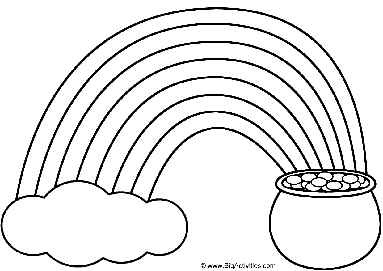 Rainbow, Pot of Gold, and Cloud - Coloring Page (St. Patrick's Day)
