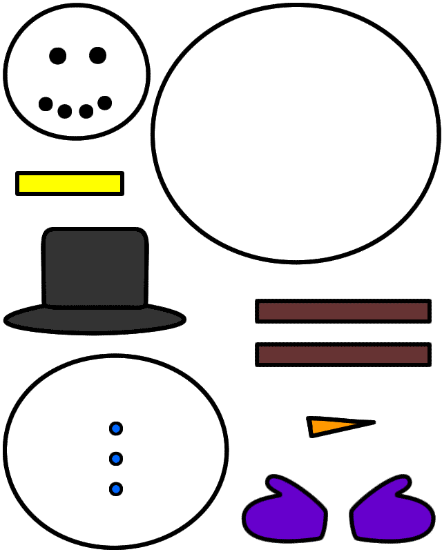 Download Snowman - Paper craft (Color Template)