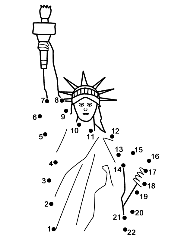 Statue of Liberty - Connect the Dots, count by 1&#039;s (Memorial Day)