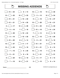 Grade 2 - Math Worksheets (Horizontal Addition)